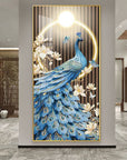 Home decoration modern design popular wall panel art crystal porcelain painting Operating With Remote peacock LED wall painting (24×48 inch) - Shreya home decor