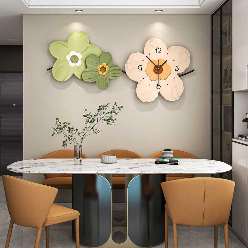 Floral Wall Clock for Living Room Simple Modern Atmosphere (80*38 cm)