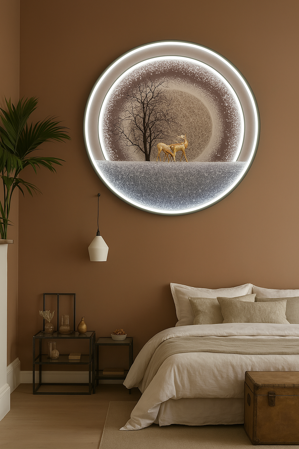 Wall Art Led Painting Entryway Decorative Led Painting Round Paintig
