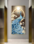 Home decoration modern design popular wall panel art crystal porcelain painting Operating With Remote peacock LED wall painting (24×48 inch) - Shreya home decor