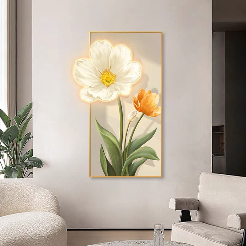Modern Led Wall Flower Painting, Beautiful Living Room Painting (Size:- 2*4 feet)