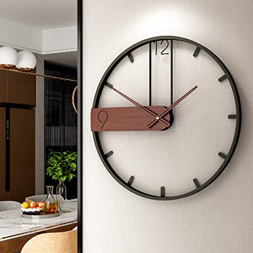 Large Wall Clock for Living Room Decor, Modern Metal Frame Wall Decor