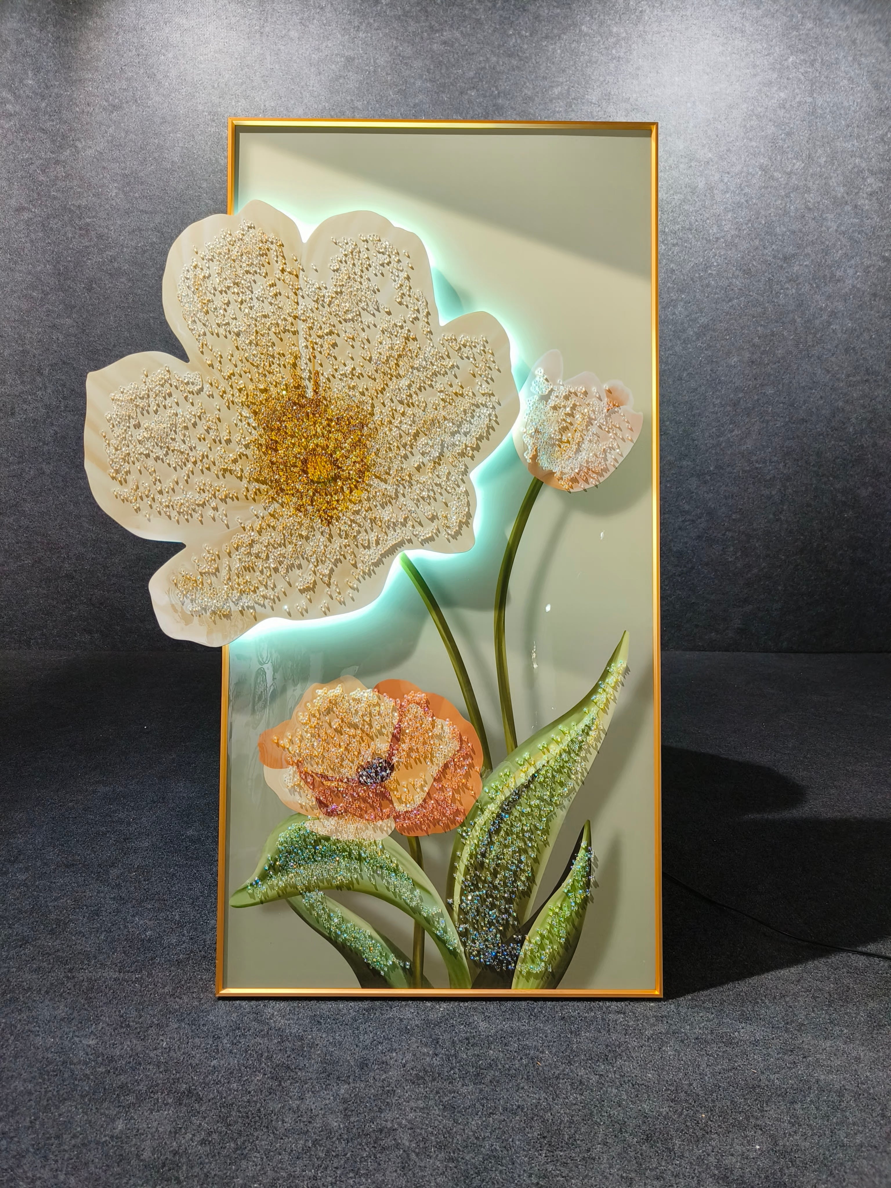 Modern Led Wall Flower Painting, Beautiful Living Room Painting (Size:- 2*4 feet)