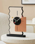 New Simple Desk Clock - Creative Record Shape Design Wooden Silent Art Desk Clocks for Living Room Bedroom Kitchen Office Table Décor