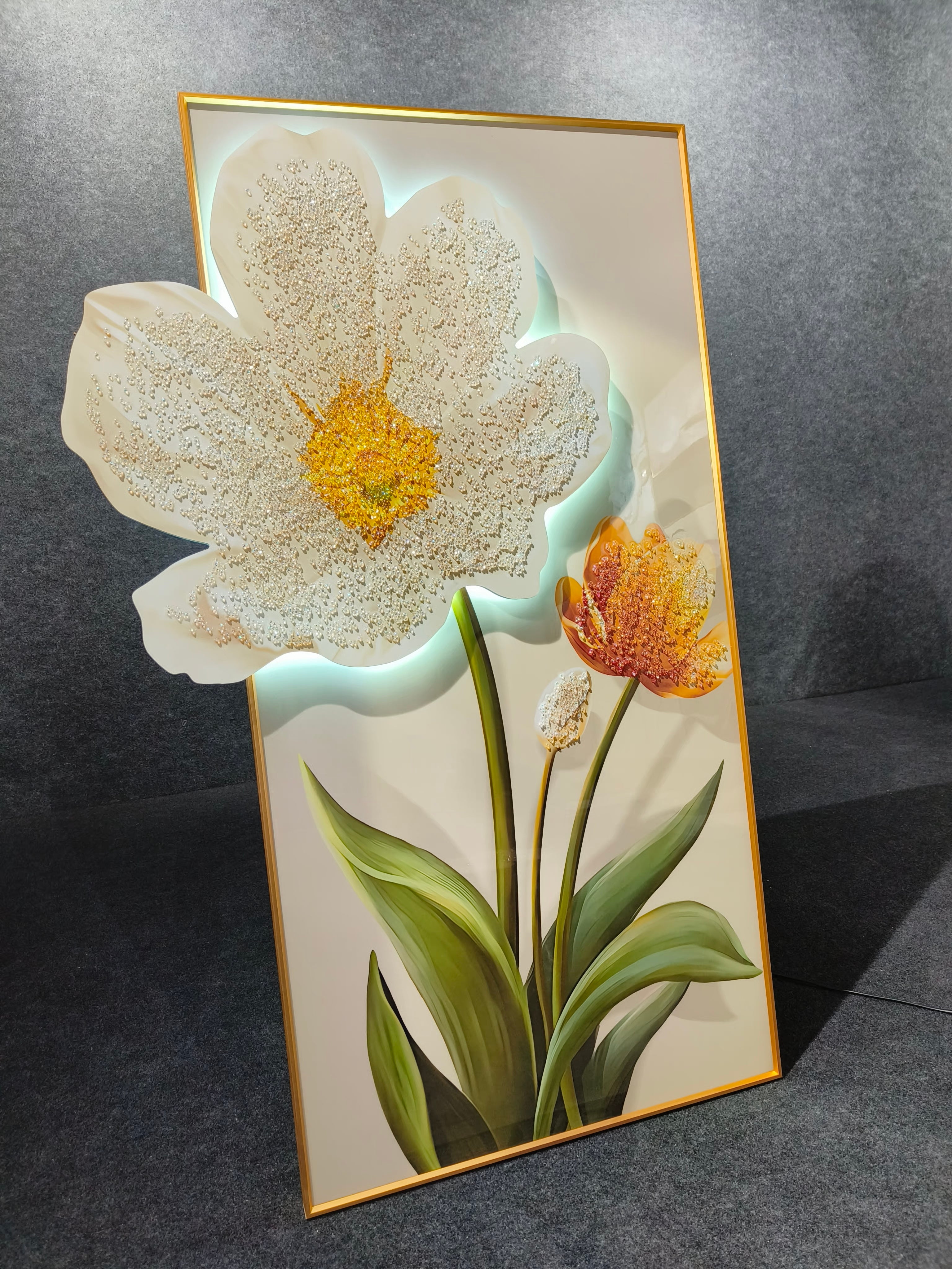 Modern Led Wall Flower Painting, Beautiful Living Room Painting (Size:- 2*4 feet)