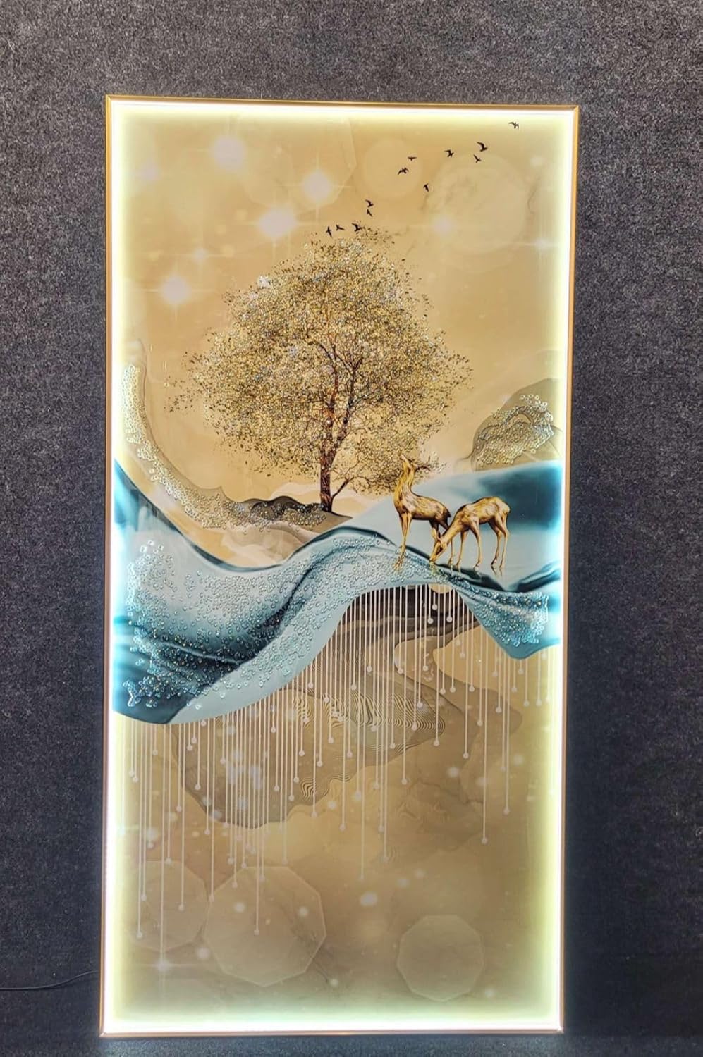 Crystal Glass Painting with LED Painting size:-(36*72 inch+led)