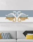 Two Swan Love in the Lake Large crystal Painting (180*60 CM)