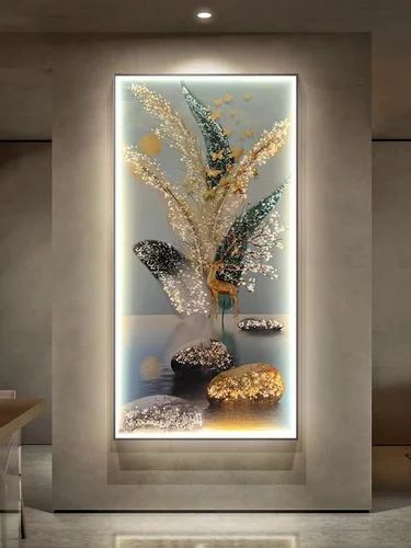 LED Lighting Crystal Porcelain Decoration Painting Remote Control Wall Art Hanging Painting (24×48 inch) - Shreya home decor