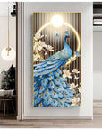 Home decoration modern design popular wall panel art crystal porcelain painting Operating With Remote peacock LED wall painting (24×48 inch) - Shreya home decor