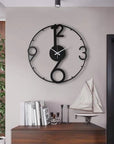 Large Hollow Black Metal Wall Clock with Gold Home Decor Art - Shreya home decor