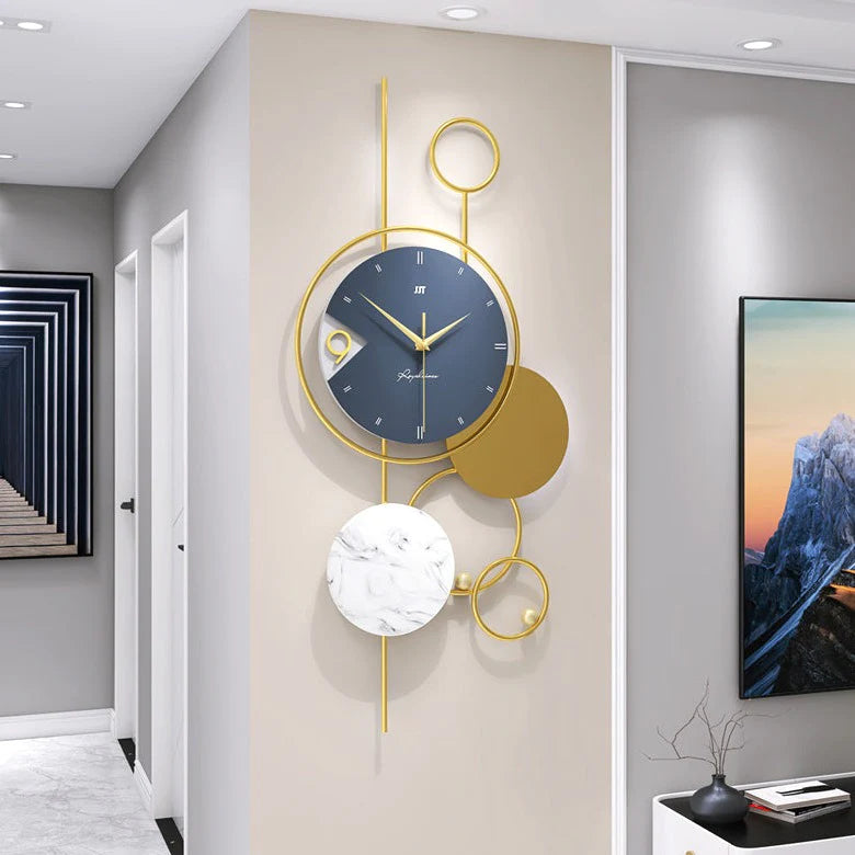 METAL ART WALL CLOCK - MODERN GEOMETRIC DESIGN - Shreya home decor