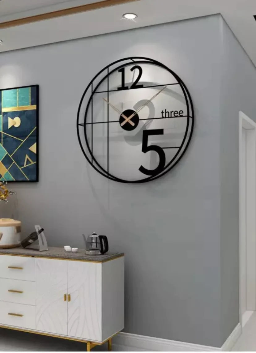 Decorative Iron Black Analog Wall Hanging Clock for Living Room Bedroom Home Office Timeless Decor - Shreya home decor