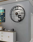 Decorative Iron Black Analog Wall Hanging Clock for Living Room Bedroom Home Office Timeless Decor - Shreya home decor