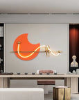 LED Modern Orange Wall Art With Sitting Couple - Style 2
