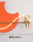 LED Modern Orange Wall Art With Sitting Couple - Style 2