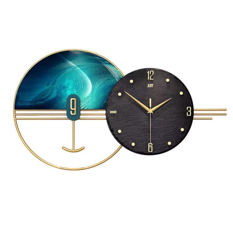 Sea Green Designer Wall Clock for Living Room, Hall & Bedroom | Stylish Clock Size 65*35