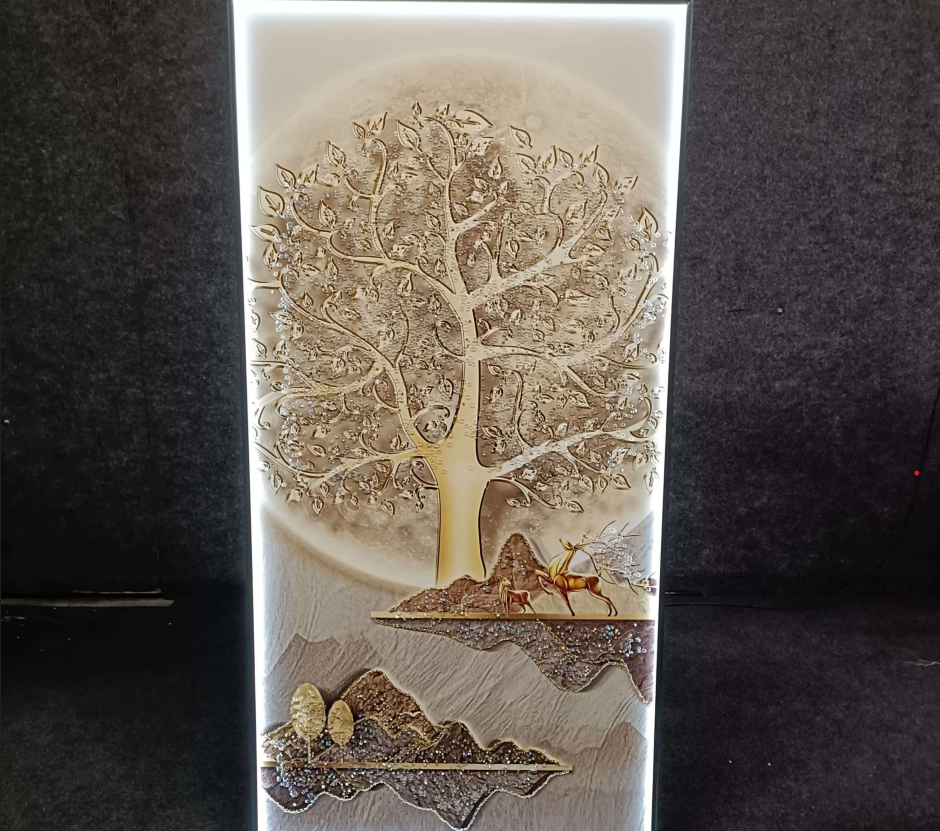 a Golden Tree LED crystal Painting size-(24*48 inch+led)