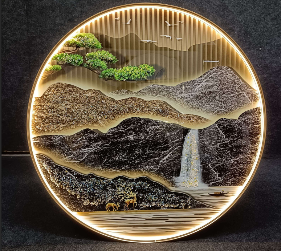 Round Nature LED Crystal Painting for Home Decor size-32inch (dia)+led