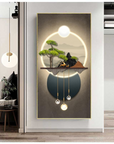 Large Crystal Porcelain Painting Operating With Remote Luxury Wall Art Diamond LED Painting (24×48 inch) - Shreya home decor