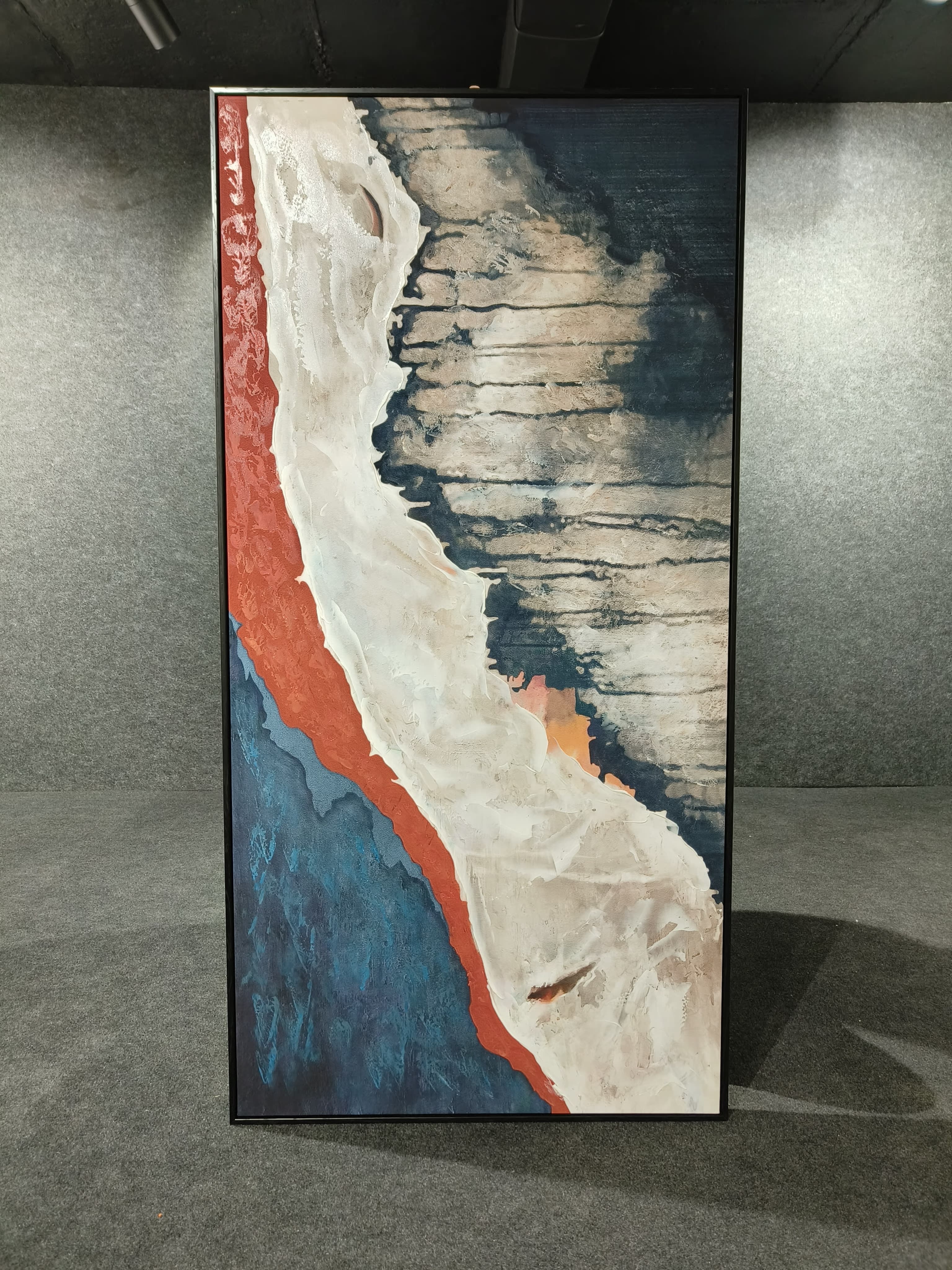 Modern Abstract Blue Orange River Handmade Painting 80*160