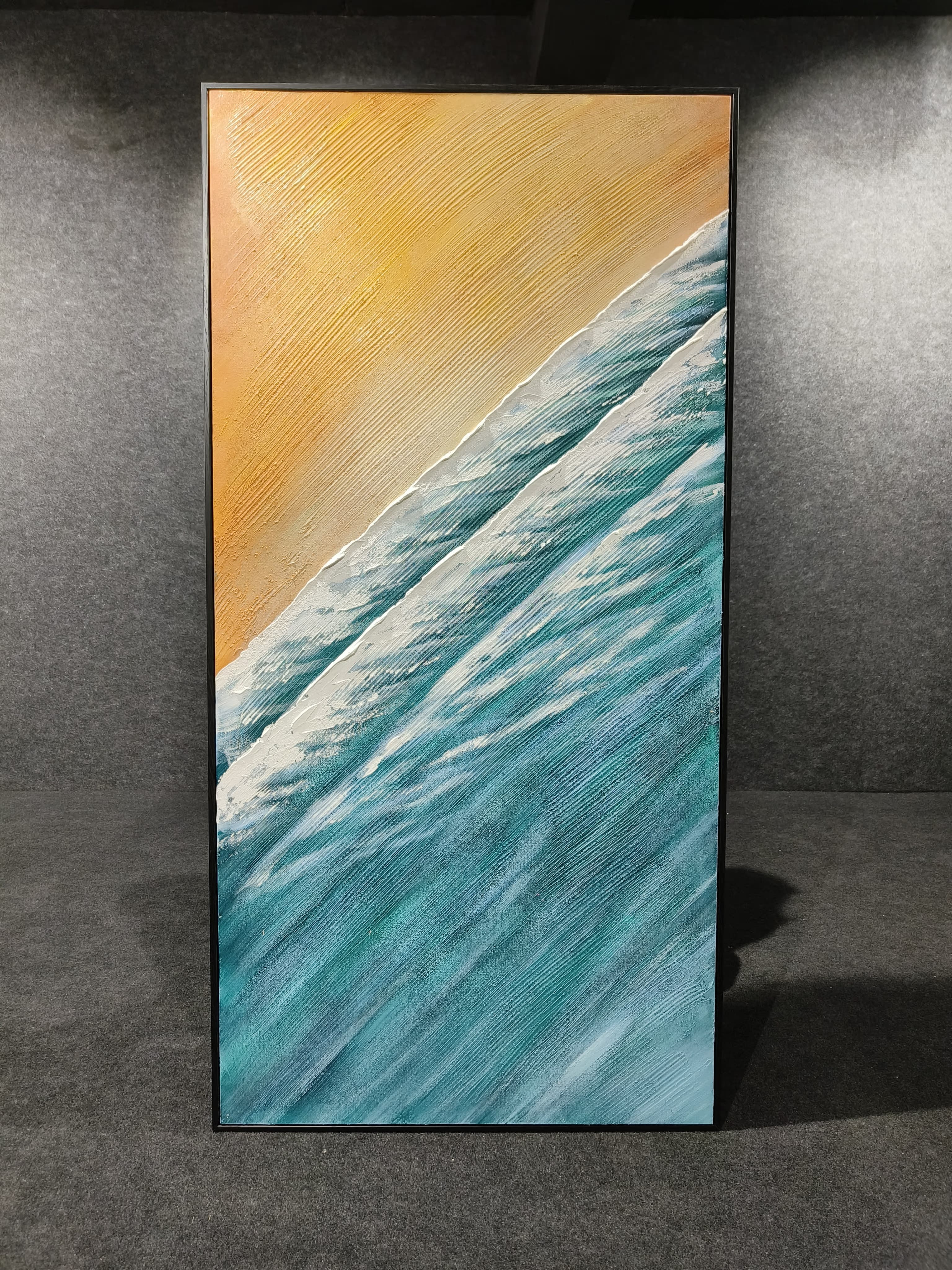 Sea Waves Wall Art, Wave Art Handmade Painting 80*160 cm