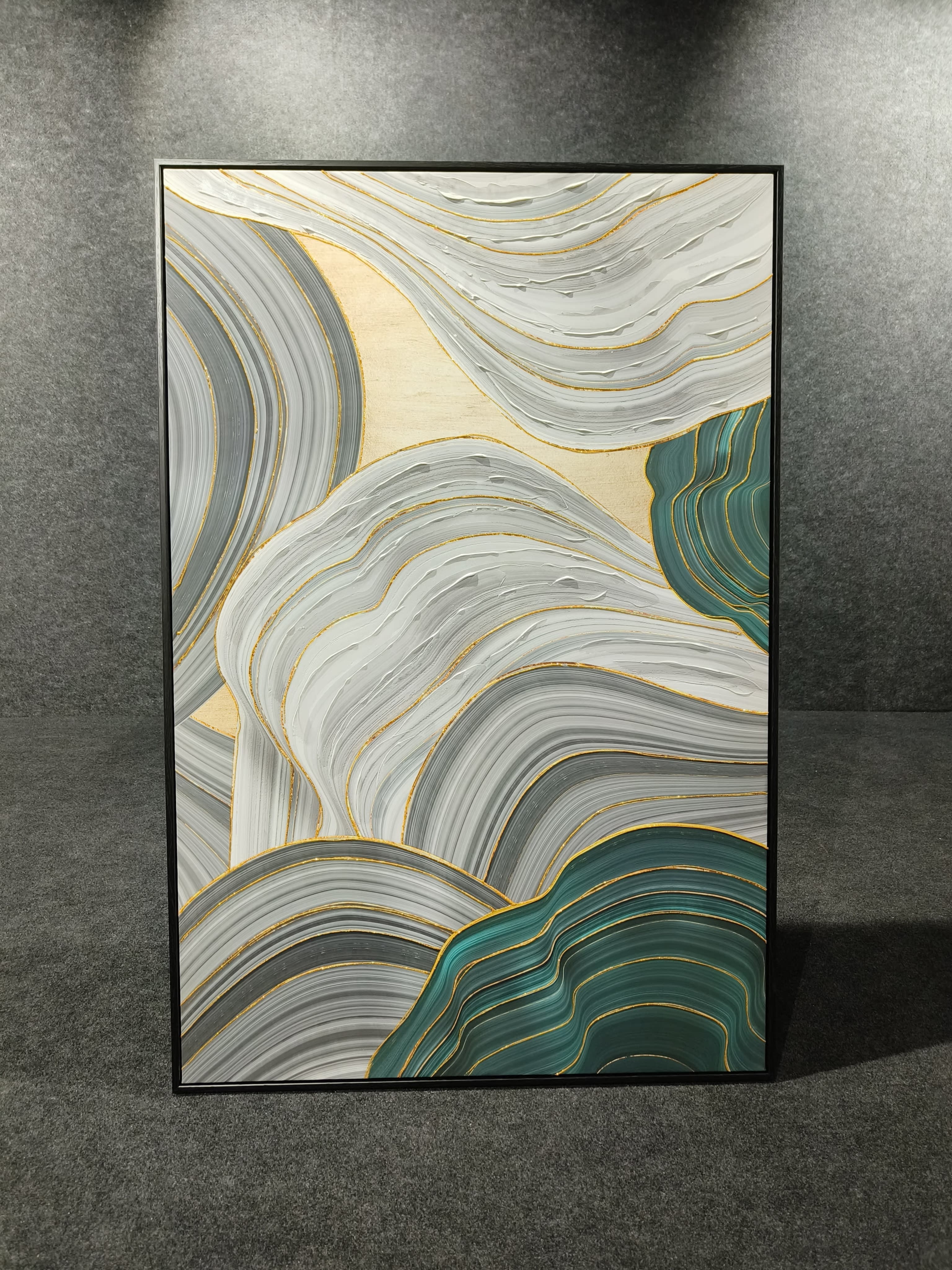 Green & Grey Abstract Handmade Painting 80*120