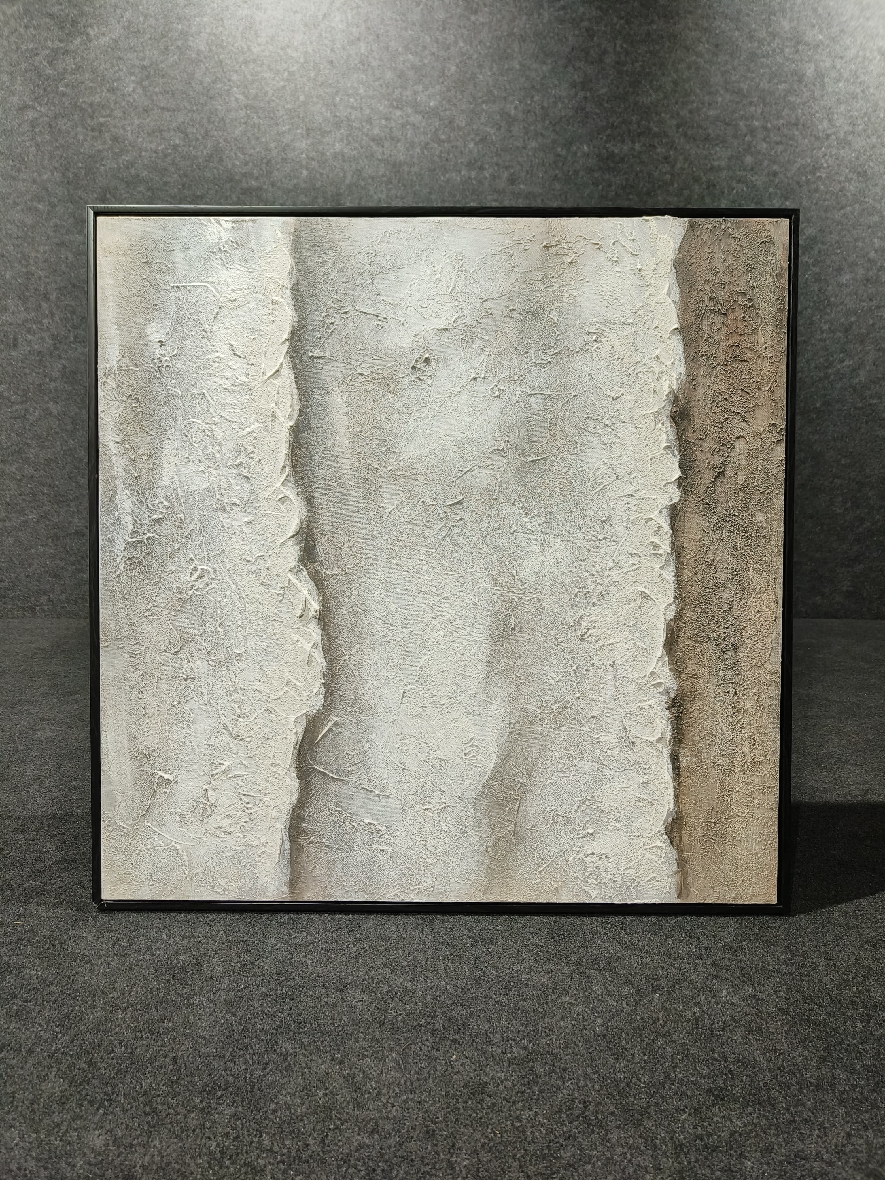 Minimalist white with black Handmade Painting 80*80 cm