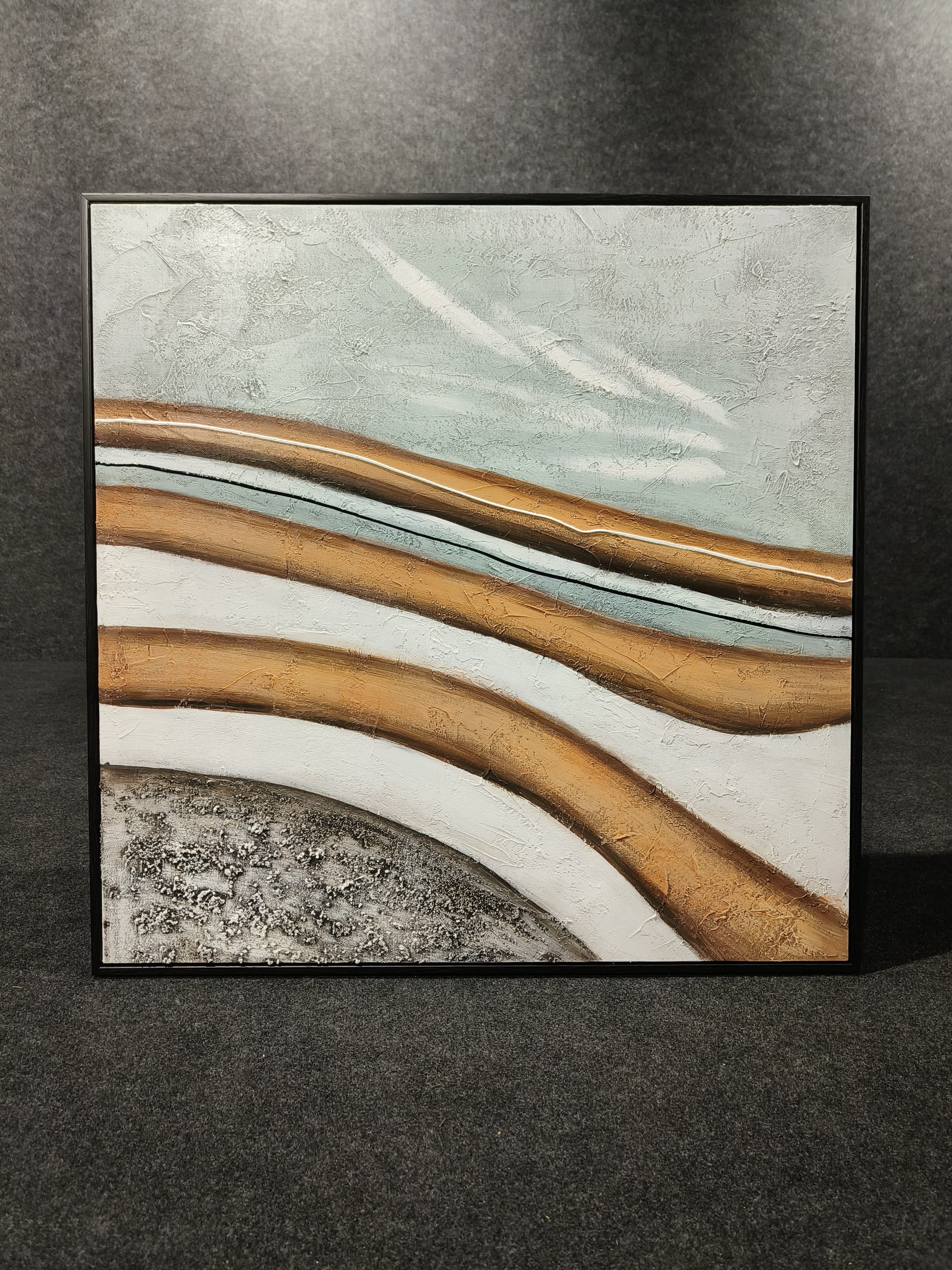 Abstract handmade painting of a large wave of watercolors 80*80 cm