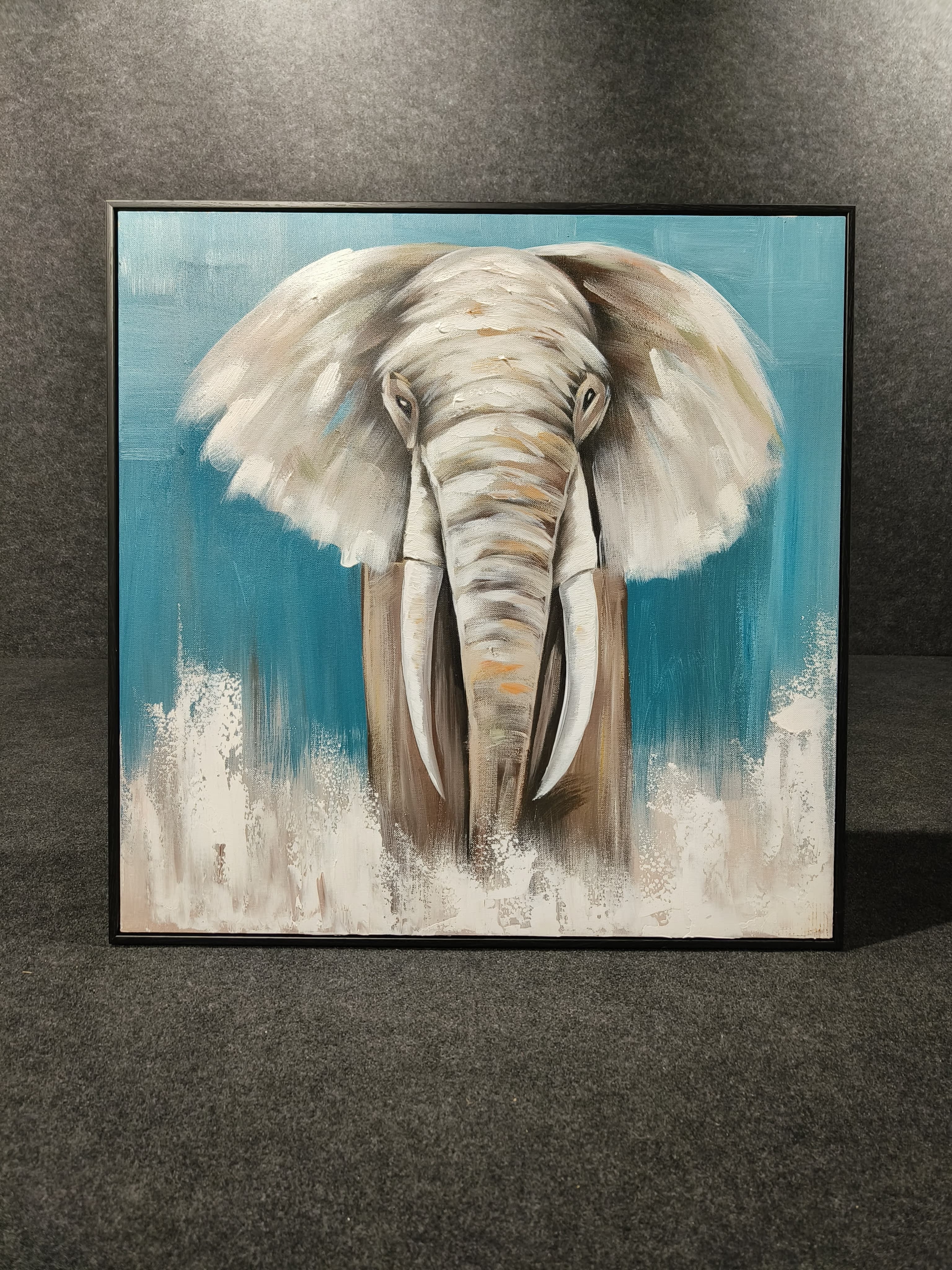 Modern Abstract Elephants Handmade Painting Wall Picture Animal Painting 80*80 cm