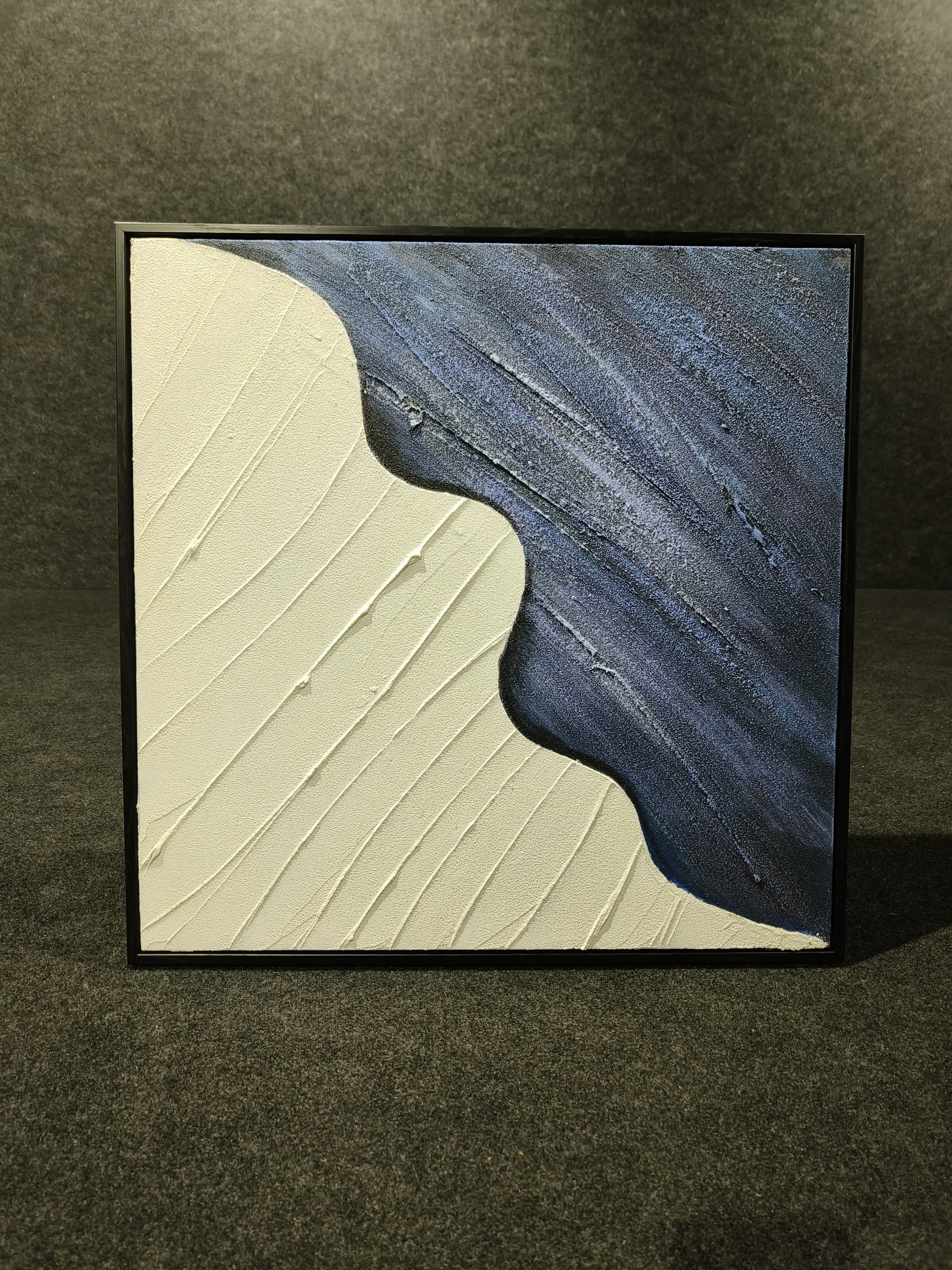 Stone Blue and White Stroke Art Handmade Painting 60*60 cm