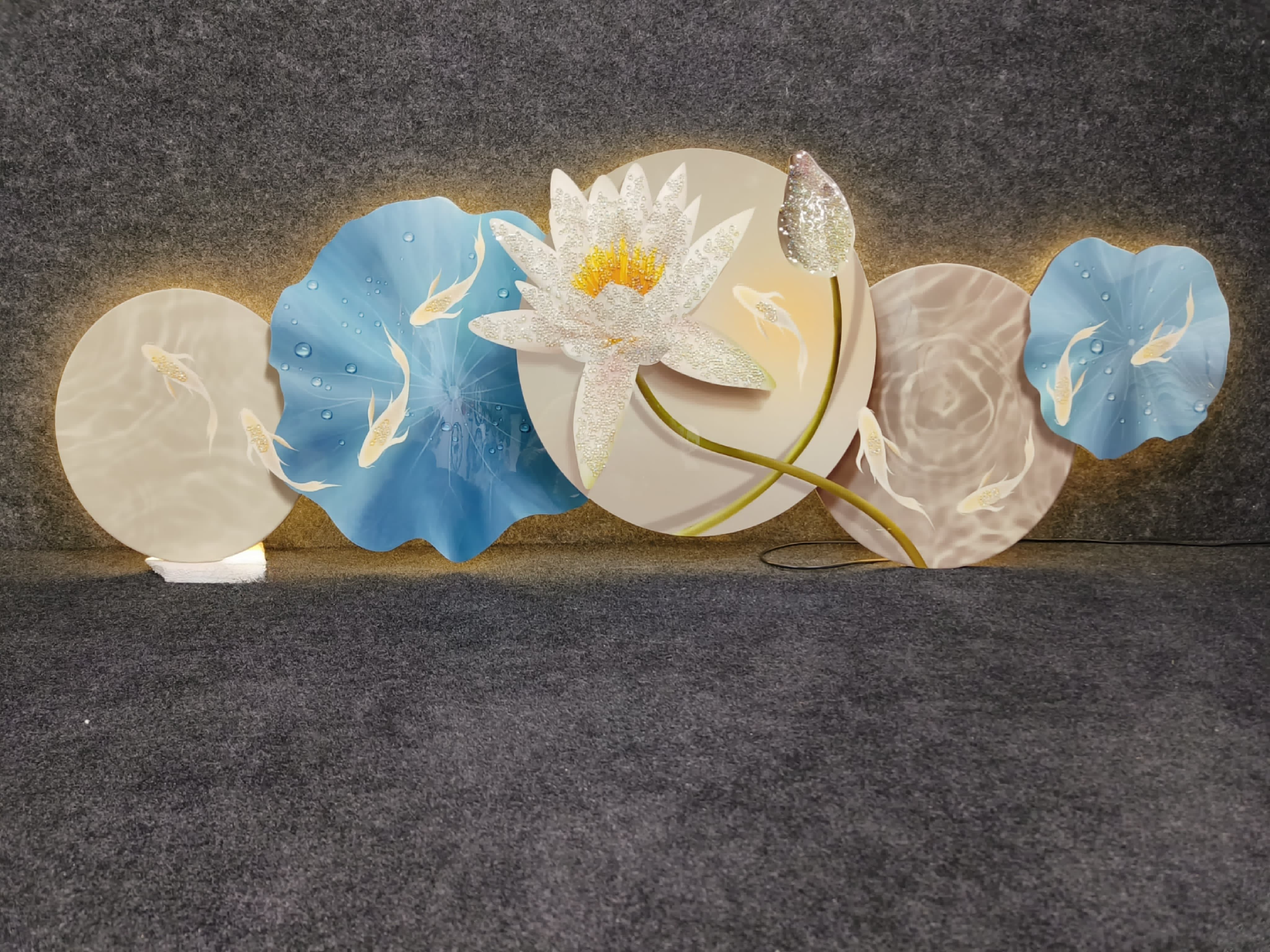 LED Wall Art Of White Lotus Flower Size 60*160