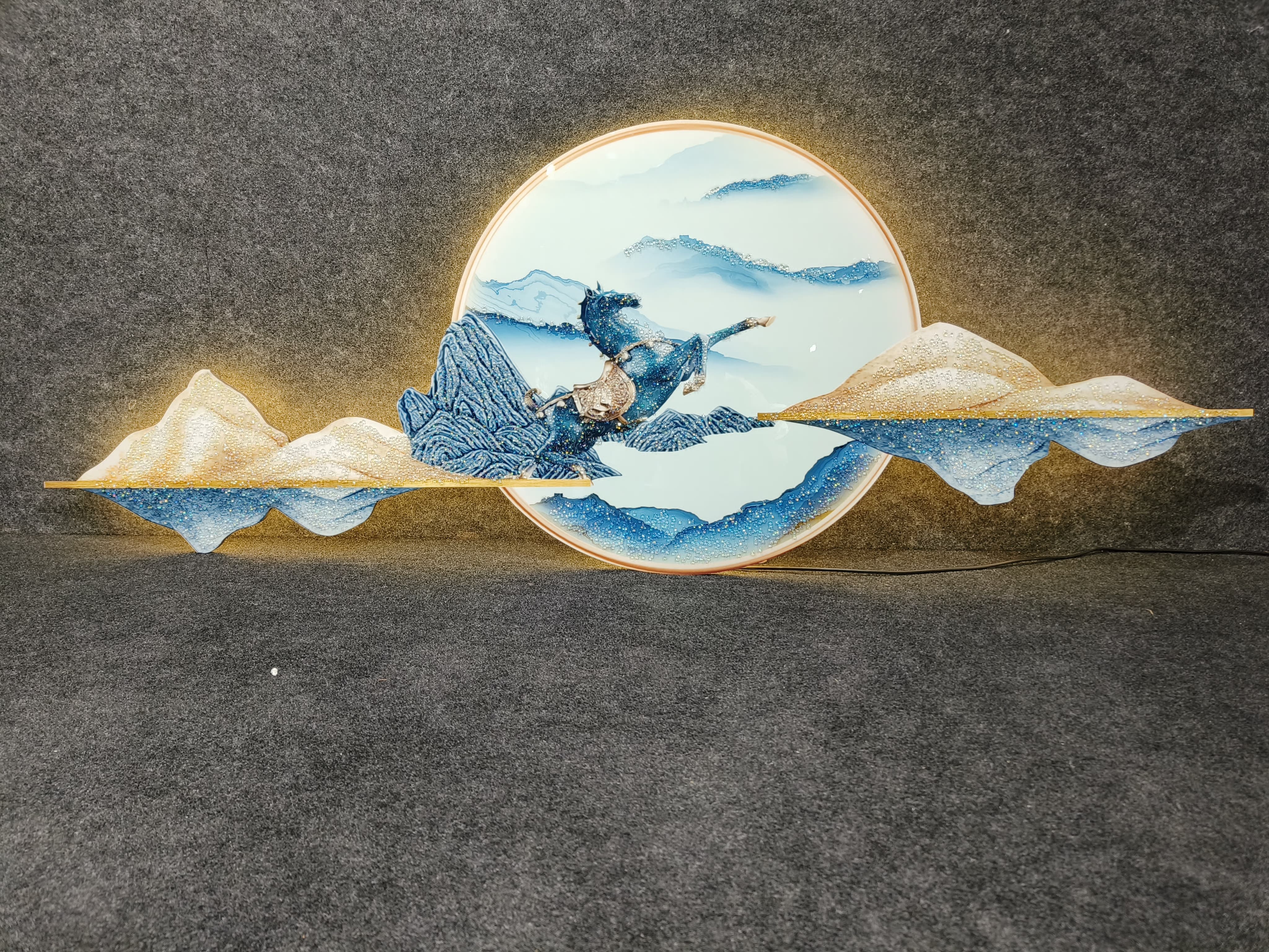 LED Painting Of Moon Hourse for Living Room Home office Wall decoration Size 60*160 CM