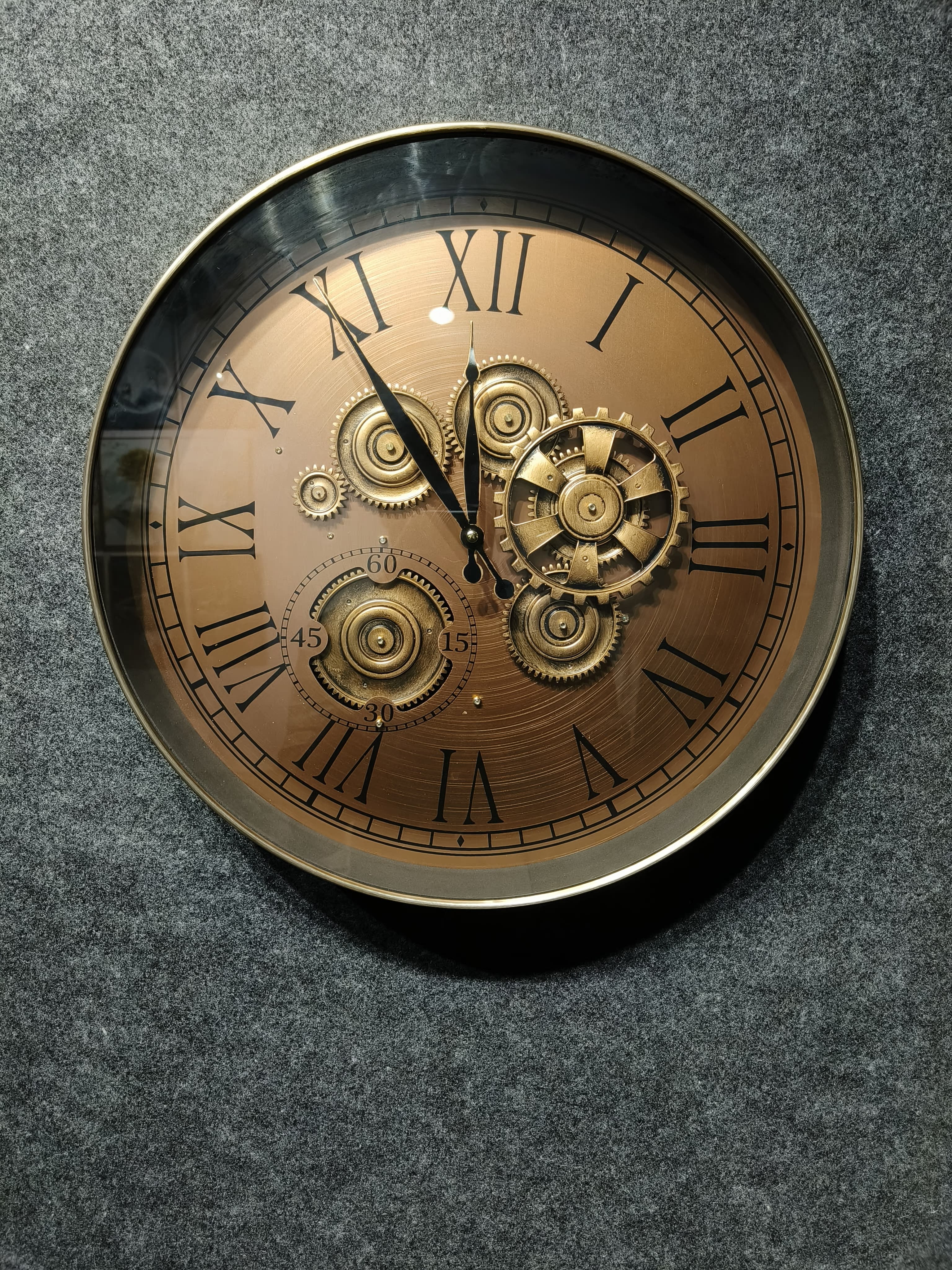 Designer Mettal Wall Clock | with Moving Gear Mechanism (size 45*7.5*45)
