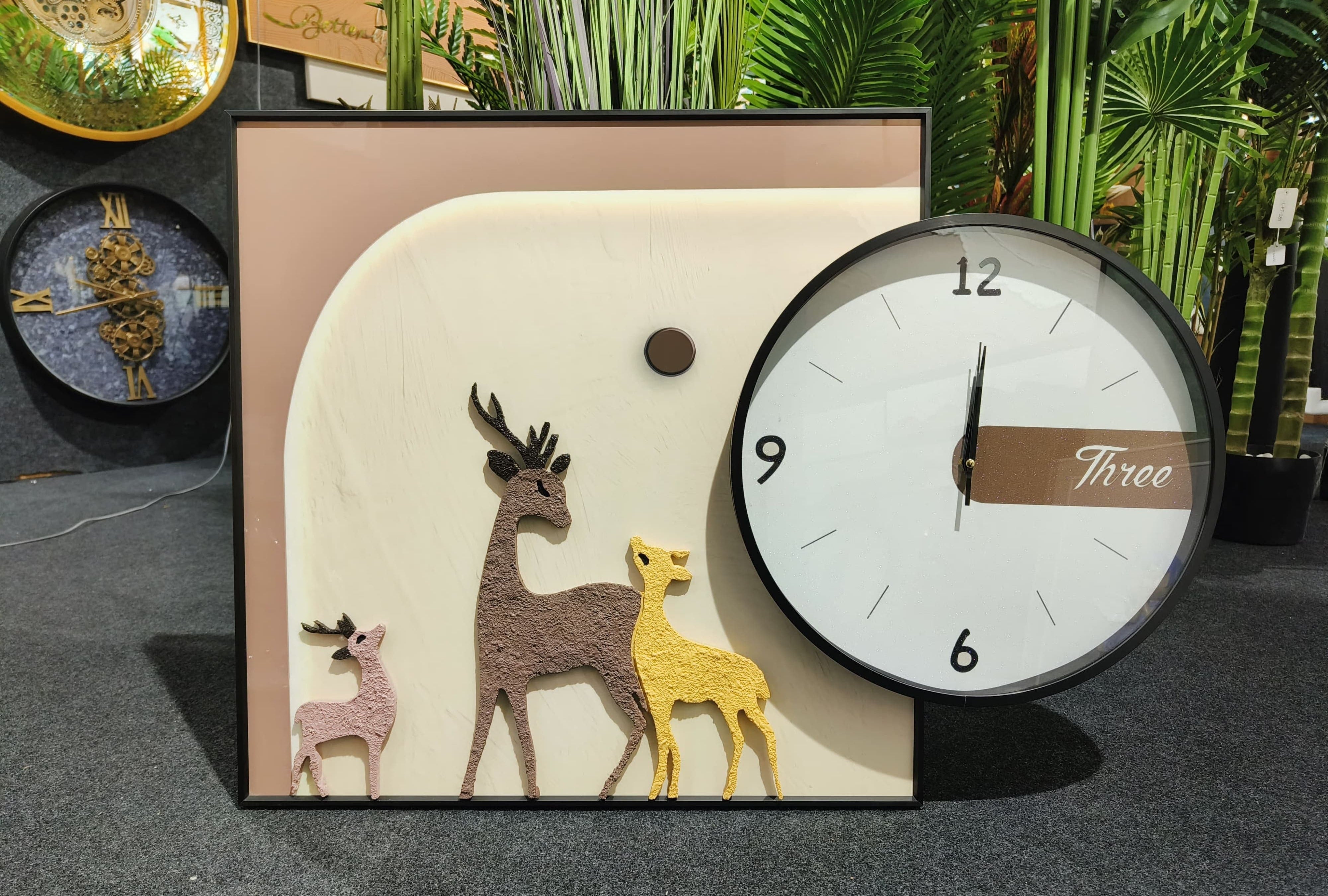 Sculpted Time: Artistic Clock & Canvas (Size:- Painting 60*60, clock 40*40Cm)