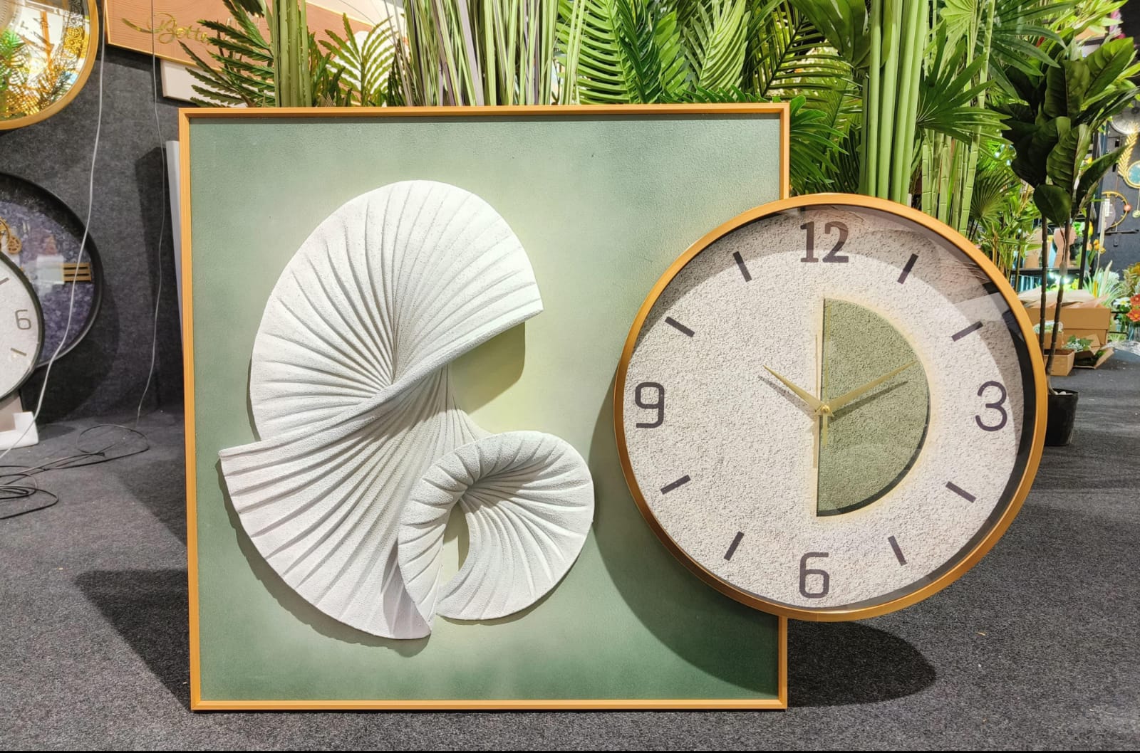 Timeless Flow: Sculpted Wall Clock Design (Size:- Painting 60*60, clock 40*40Cm)