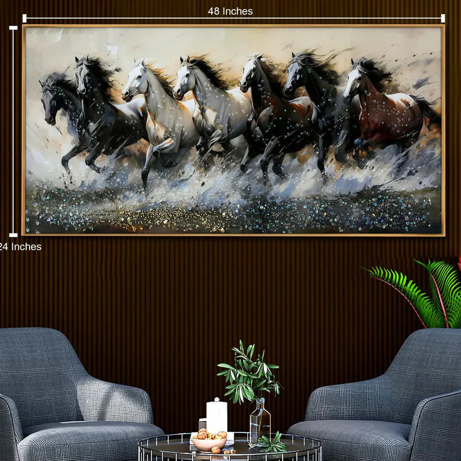 Seven Running Horses LED Crystal Painting size-(24*48 inch+led) (Copy)