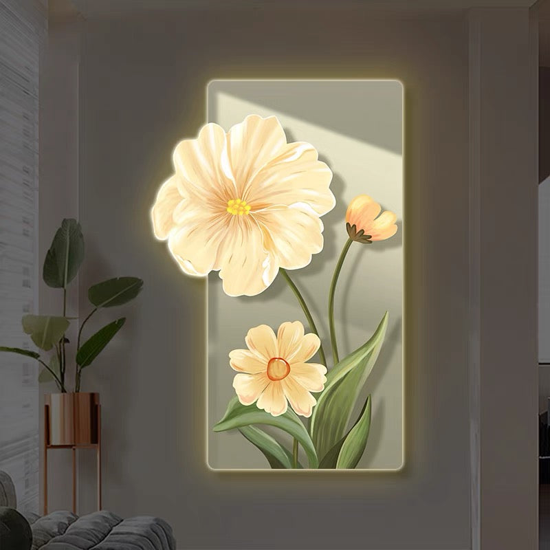 Modern Led Wall Flower Painting, Beautiful Living Room Painting (Size:- 2*4 feet)