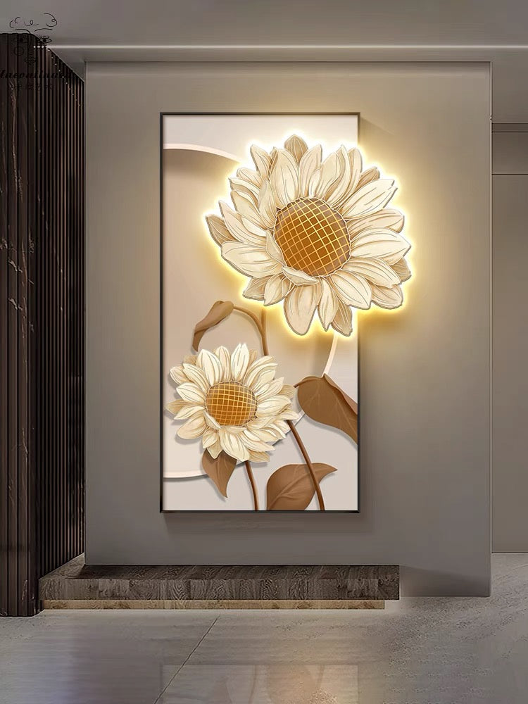 Modern Led Wall Flower Painting, Beautiful Living Room Painting (Size:- 2*4 feet)