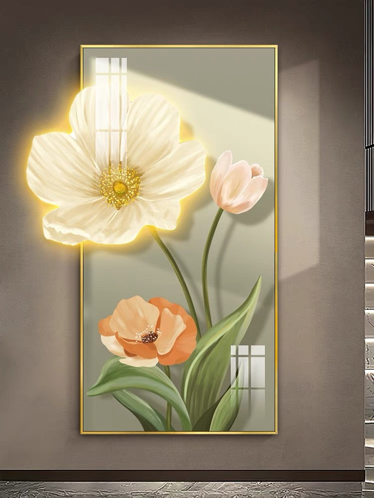 Modern Led Wall Flower Painting, Beautiful Living Room Painting (Size:- 2*4 feet)