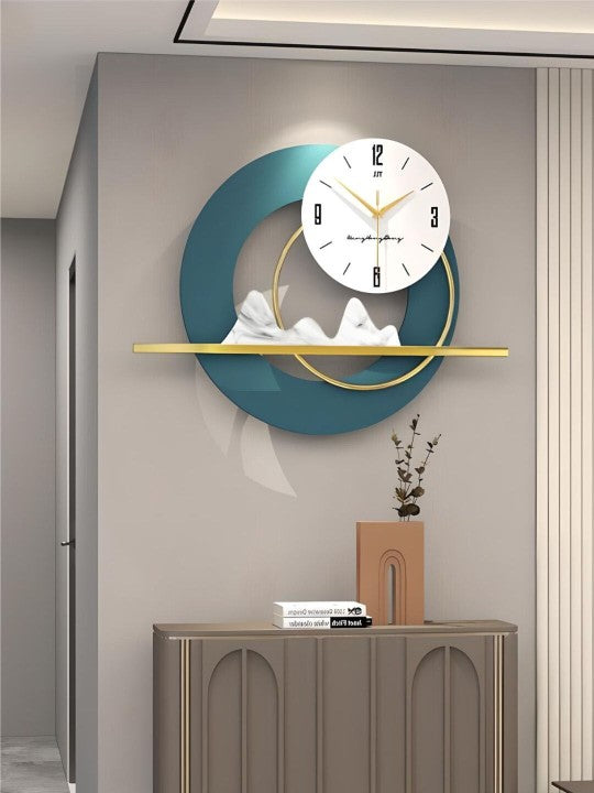 Blue Abstract Shaped Contemporary Wall Clock Size 45 cm x 60 cm