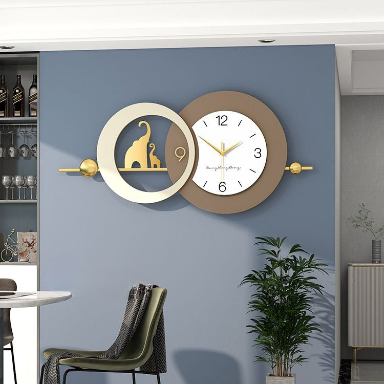 White & Beige Geometric Contemporary Wall Clock