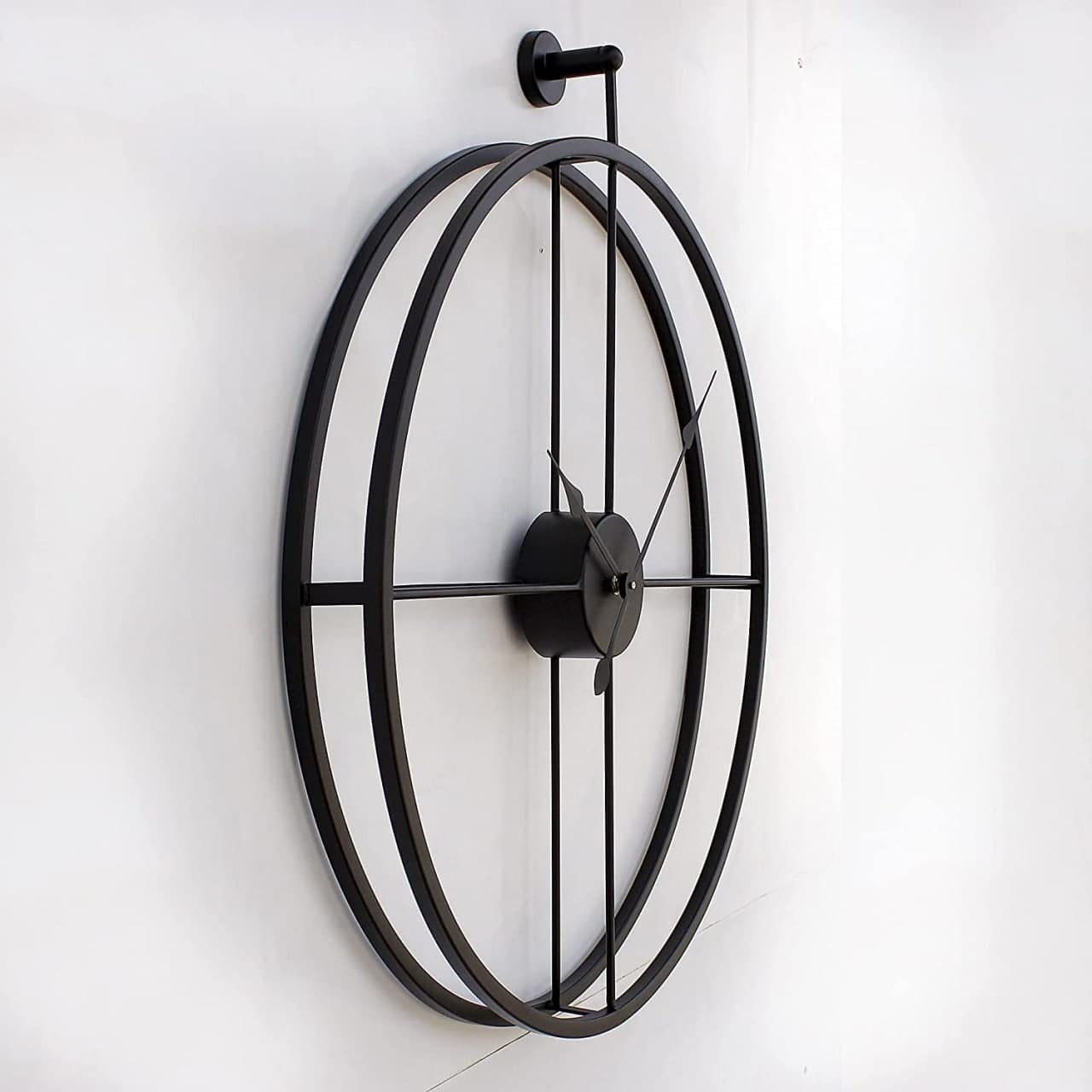 Hand Made Double Ring Big Size Metal Wall Clock (Black Needles) - Shreya home decor