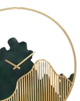 Designer Iron Round Dark Green and Golden Analog Wall Hanging Clock for Living Room Bedroom Home Office Timeless Decor - Shreya home decor