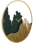 Designer Iron Round Dark Green and Golden Analog Wall Hanging Clock for Living Room Bedroom Home Office Timeless Decor - Shreya home decor