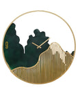 Designer Iron Round Dark Green and Golden Analog Wall Hanging Clock for Living Room Bedroom Home Office Timeless Decor - Shreya home decor