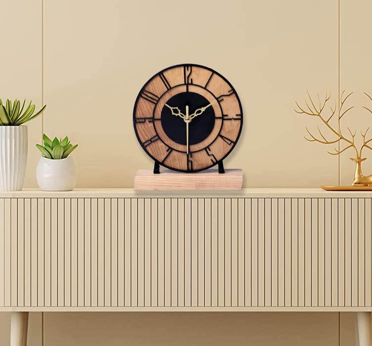 Arts Unique Designer Metal Round Table Clock for Living Room & Home (15 * 18 CM) - Shreya home decor