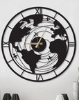 World Map Wooden Wall Clock for Home Decor Bedroom Office Farm House Living Room Hall Housewarming Gift - Shreya home decor