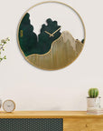 Designer Iron Round Dark Green and Golden Analog Wall Hanging Clock for Living Room Bedroom Home Office Timeless Decor - Shreya home decor