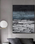 Oil Painting, Creative Blue Black Gray Space Stripes Texture Large Oil Painting - Shreya home decor