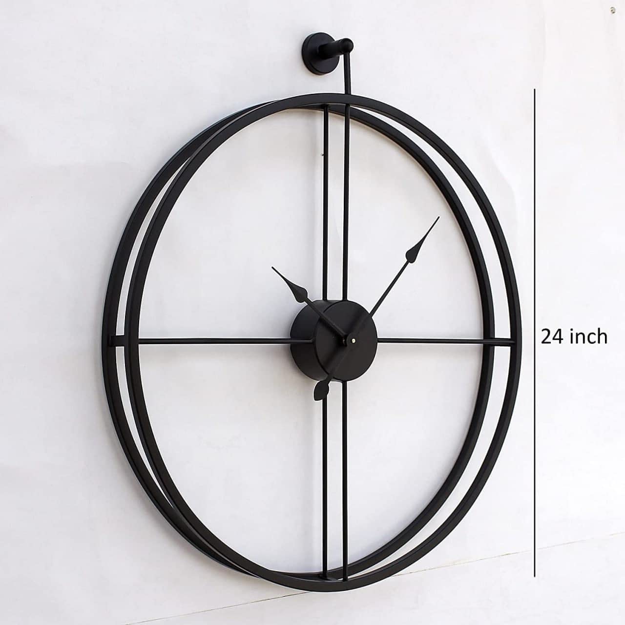 Hand Made Double Ring Big Size Metal Wall Clock (Black Needles) - Shreya home decor